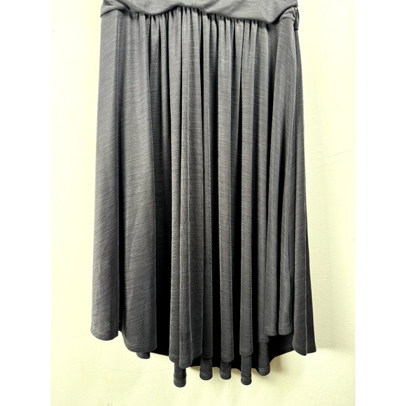 Anthropologie Maeve Black Stretch Modal Faux Wrap Flounce Skirt Classic Dress - Picture 4 of 10